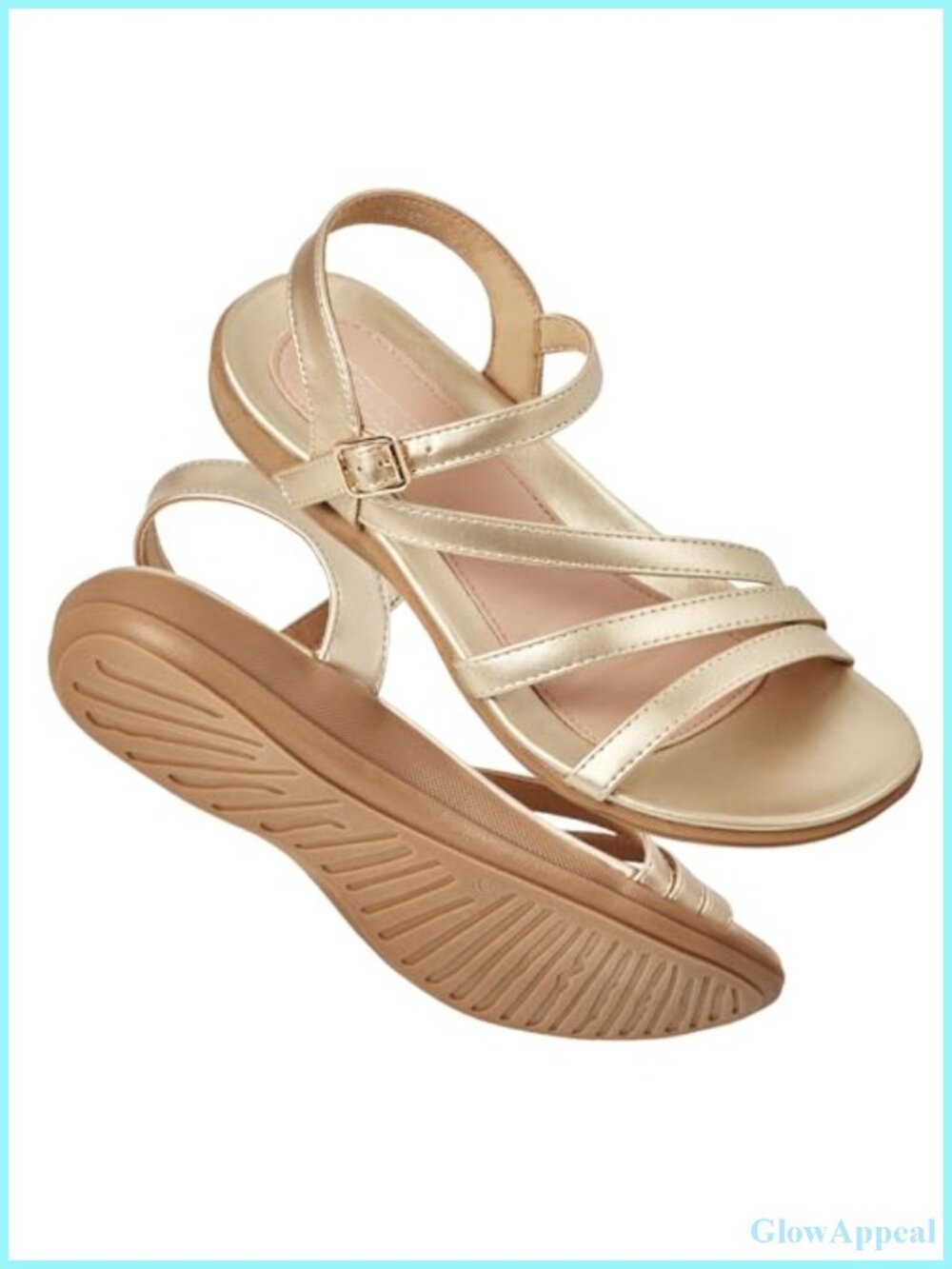Comfortable Strappy Flat Sandals with Arch Support Adjustable Back Strap